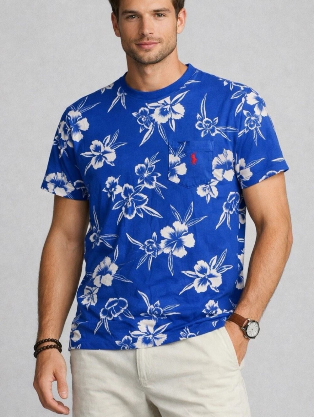 Polo by Ralph Lauren Blue Floral Pocket Tee